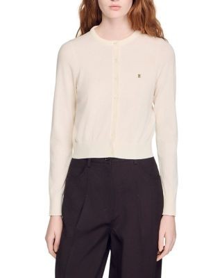 Sandro Round Neck Cropped Cardigan Sweater