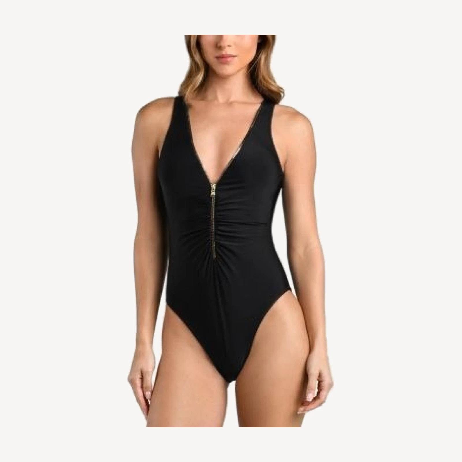 L'Agence Dorrie Solid Plunge One Piece Swimsuit