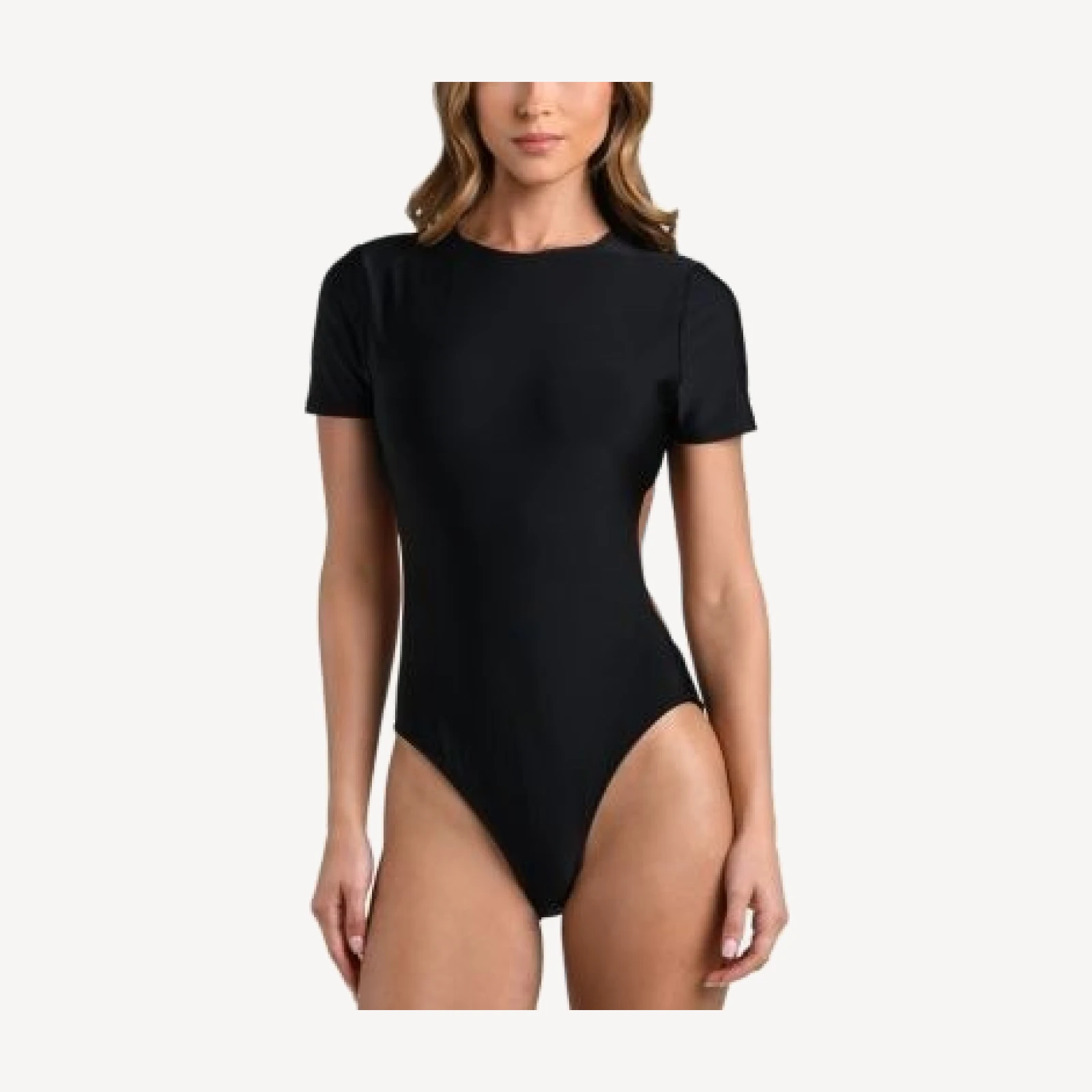 L'Agence Akola Solid Short Sleeve One Piece Swimsuit