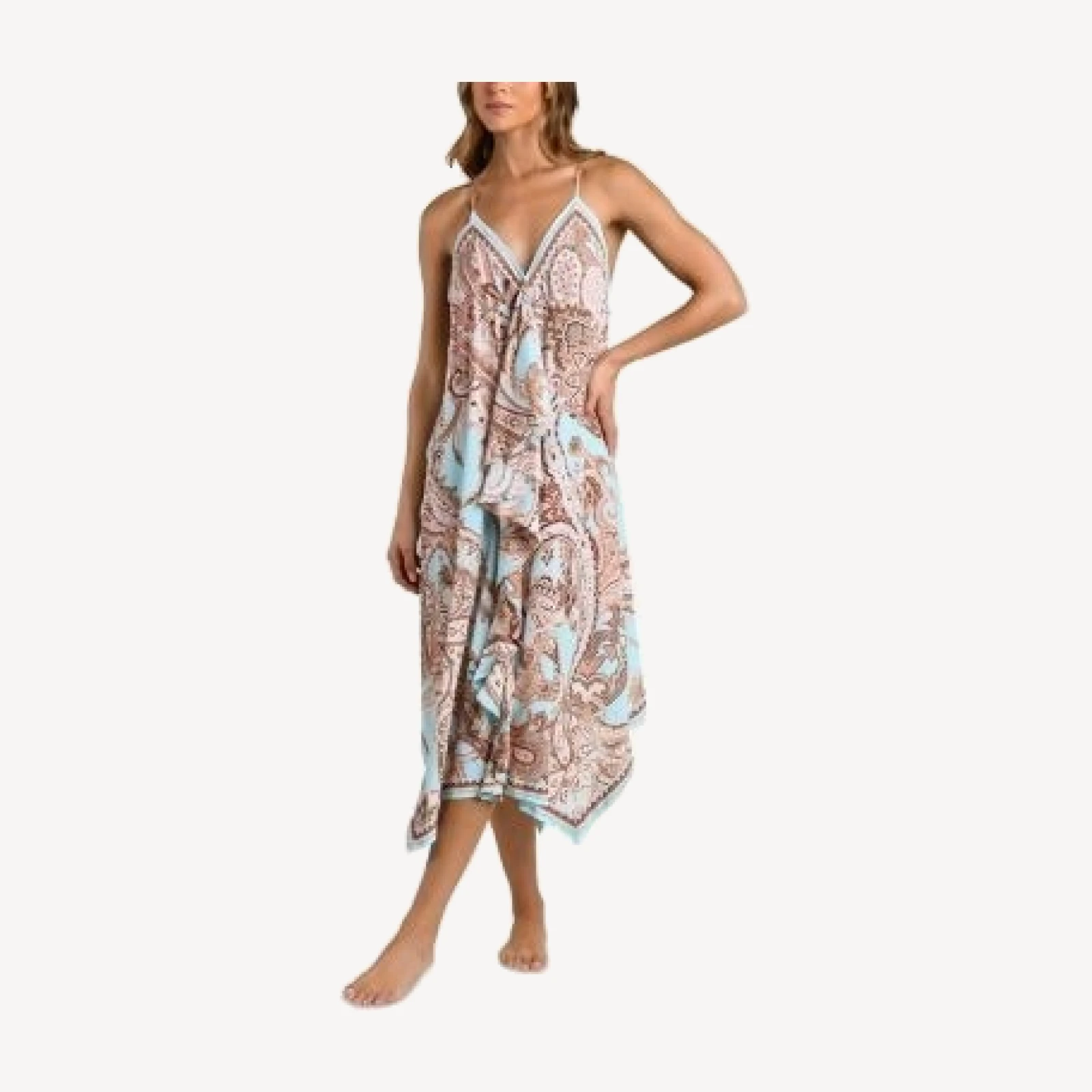 L'Agence Elisa Traditional Paisley Midi Cover-Up Dress