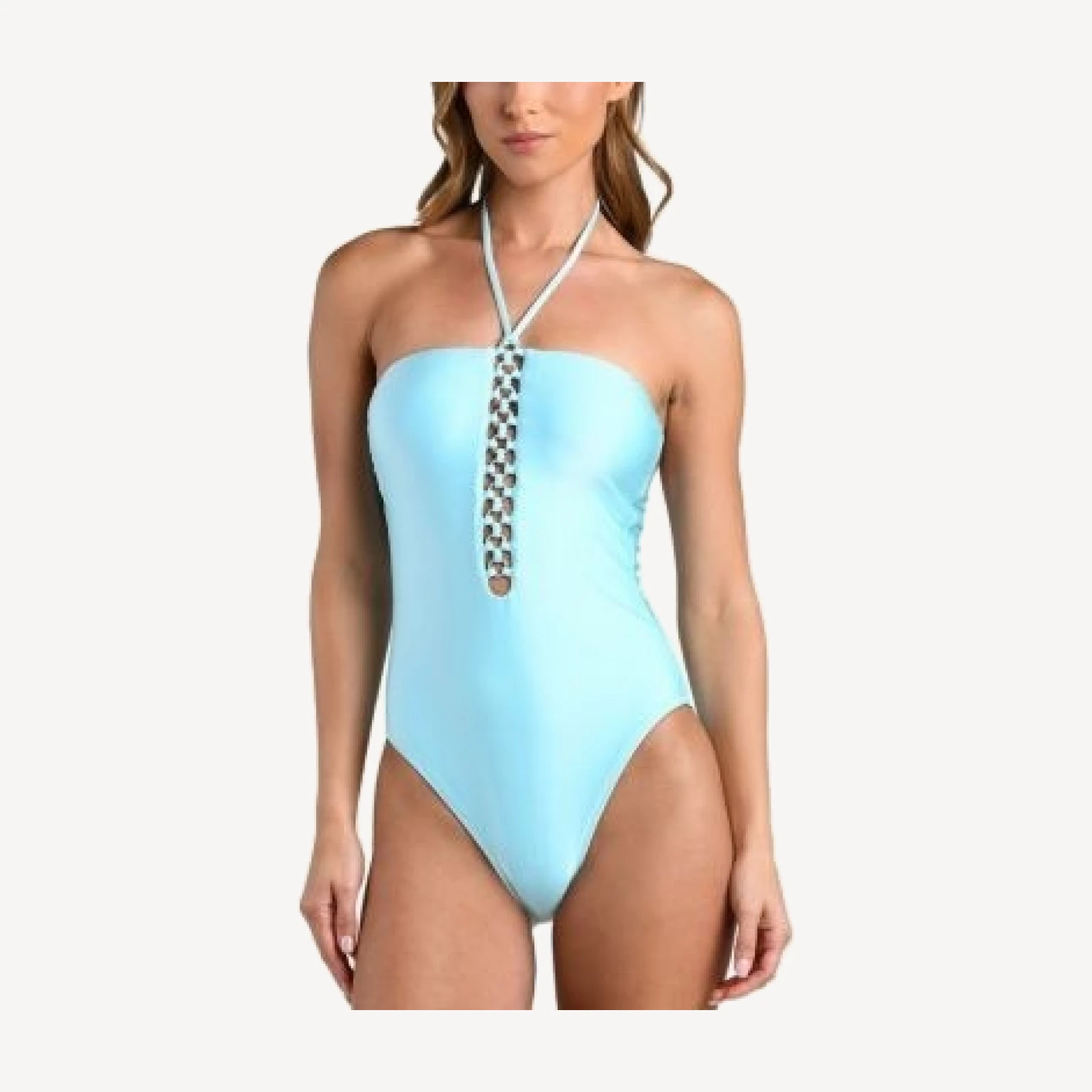 L'Agence Indore Ring Solid Halter One Piece Swimsuit