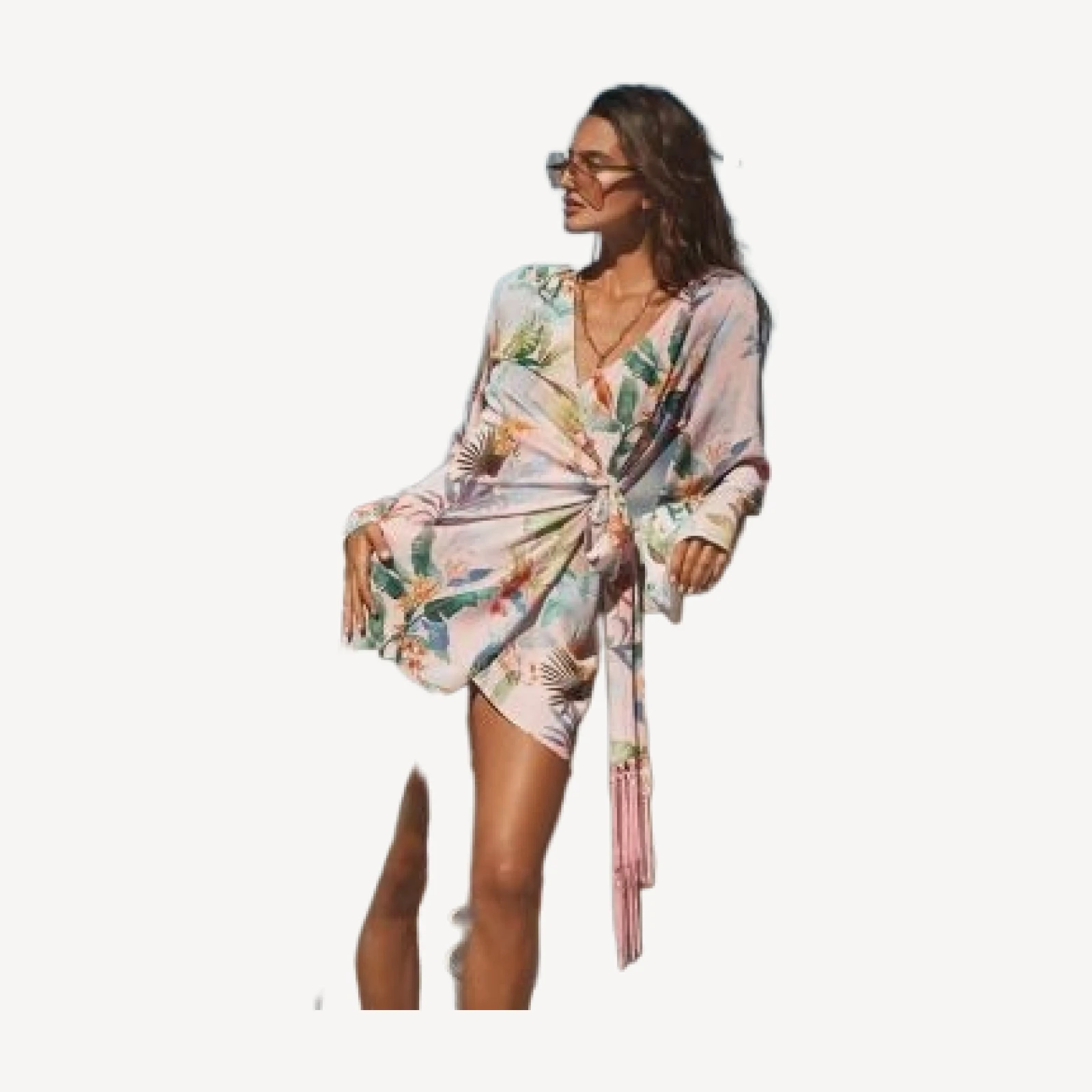 L'Agence Kohima Colorful Palm Mini Cover-Up Dress