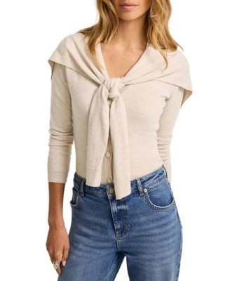 Mint Velvet Women's Cotton Blend Scarf Detail Knit Cardigan