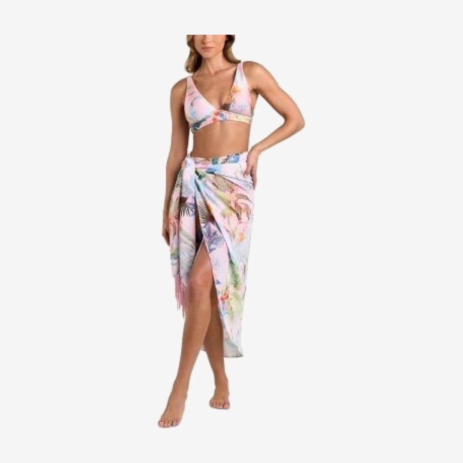 L'Agence Marena Colorful Palm Sarong Cover Up