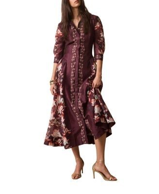 Mint Velvet Women's Floral Midi Shirt Dress