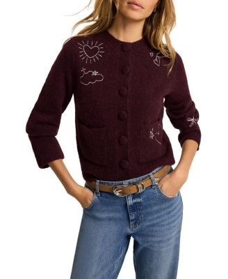 Mint Velvet Women's Embroidered Motif Knit Cardigan