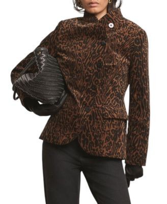 Mint Velvet Women's High Neck Printed Velvet Jacket