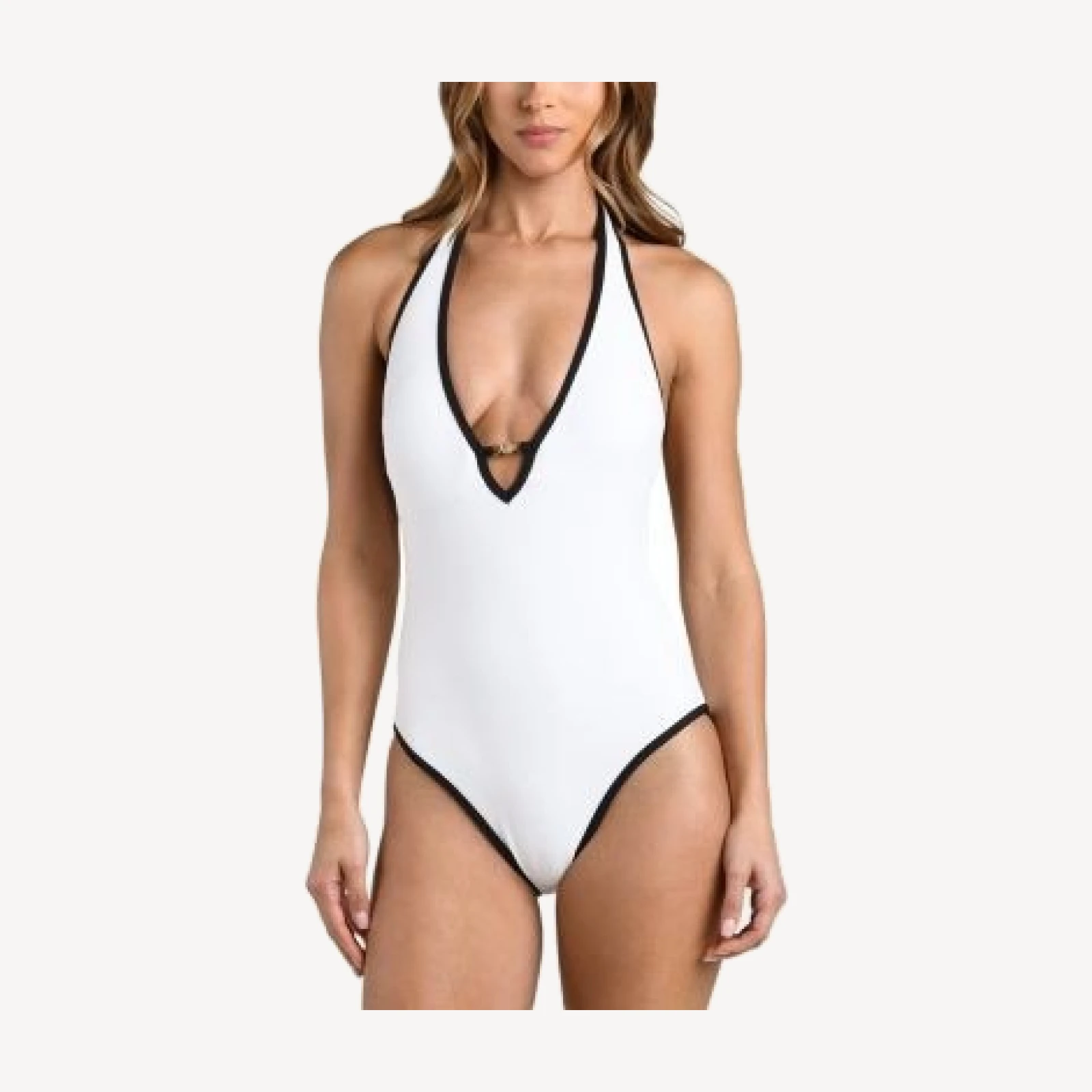 L'Agence Breana Plunge Fine Line One Piece Swimsuit