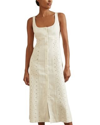 Reiss Clarice Eyelet Midi Dress