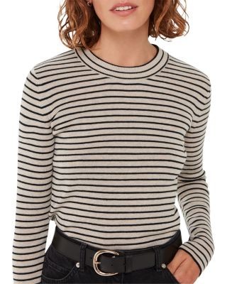 Whistles Crewneck Stripe Fine Knit Top