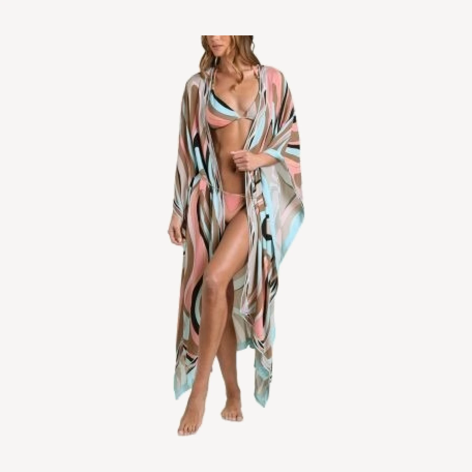 L'Agence Abstract Swirl Kara Kimono Swim Cover-Up