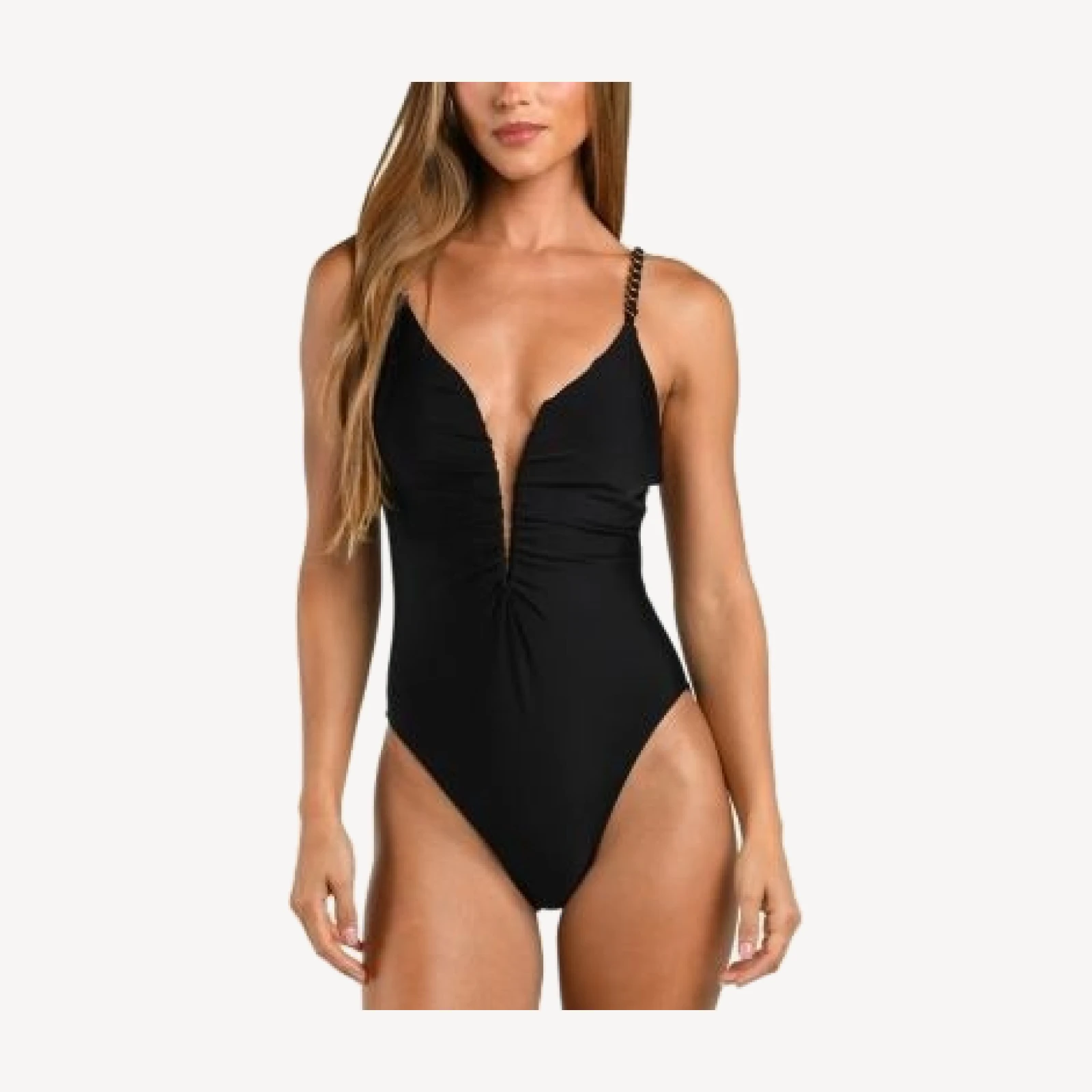 L'Agence Lilou Solid Plunge One Piece Swimsuit