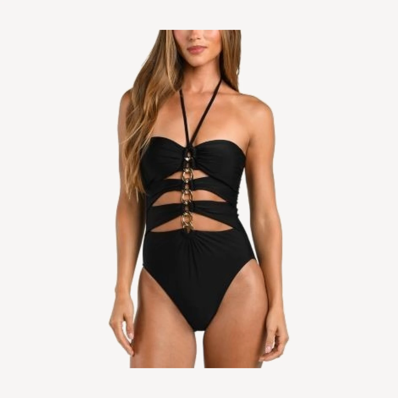 L'Agence Opus Solid Halter One Piece Swimsuit