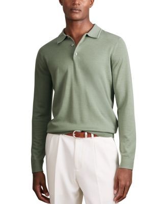 Reiss Trafford Merino Wool Long Sleeve Polo Shirt