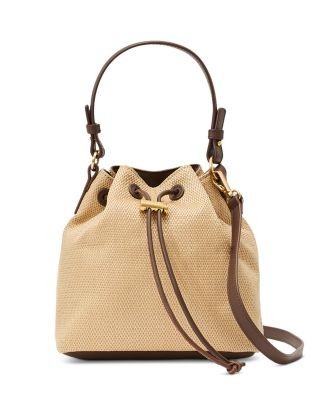 Reiss Evie Woven Raffia Effect Leather Bucket Bag