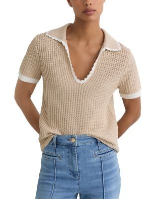 Reiss Ottilie Cotton Linen Knit Top
