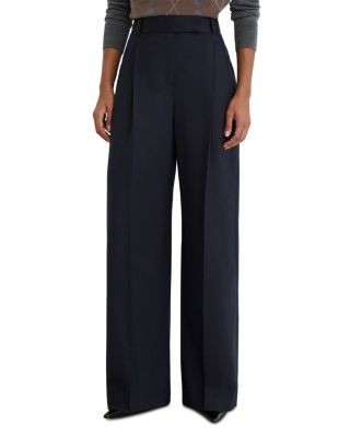 Reiss Luna Wool Blend Pleated Wide Leg Pants