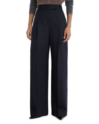 Reiss Petites Luna Wool Blend Pleated Wide Leg Pants
