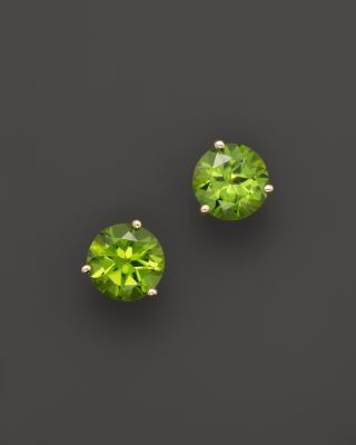 Peridot Round Earrings in 14K Yellow Gold