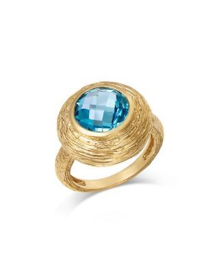 Bloomingdale's Fine Collection Blue Topaz Textured Bezel Ring in 14K Yellow Gold