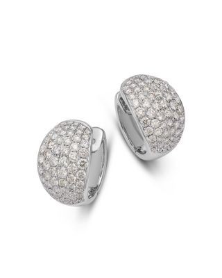 Bloomingdale's Fine Collection 14K White Gold Diamond Pave Oval Hoop Earrings, 3.85 tcw
