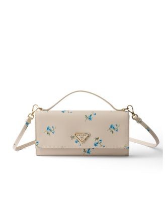 Prada Printed Saffiano Leather Wallet with Shoulder Strap