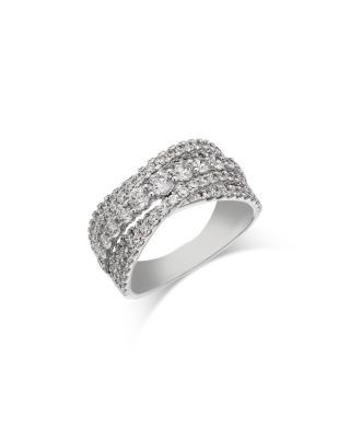 Bloomingdale's Fine Collection Diamond Crossover Statement Ring in 14K White Gold, 1.5 tcw