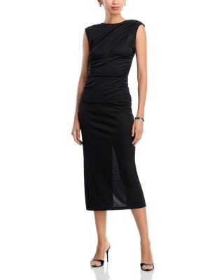 Aqua Drape Midi Jersey Dress - Exclusive