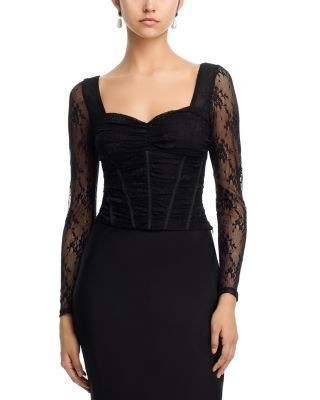 Aqua Sweetheart Neck Lace Top - Exclusive