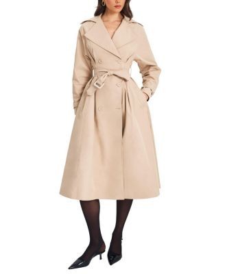 Miss Circle Ulila Double Breasted Pleated Cotton Blend Trench Coat