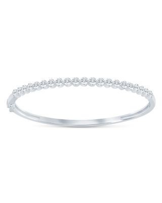 Bloomingdale's Fine Collection Certified Lab Grown Diamond Invisible Set Bangle Bracelet in 14K White Gold, 3.0 tcw