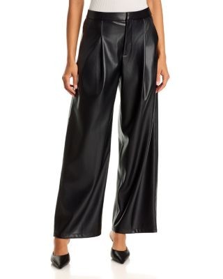 Aqua Faux Leather Wide Leg Pants - Exclusive