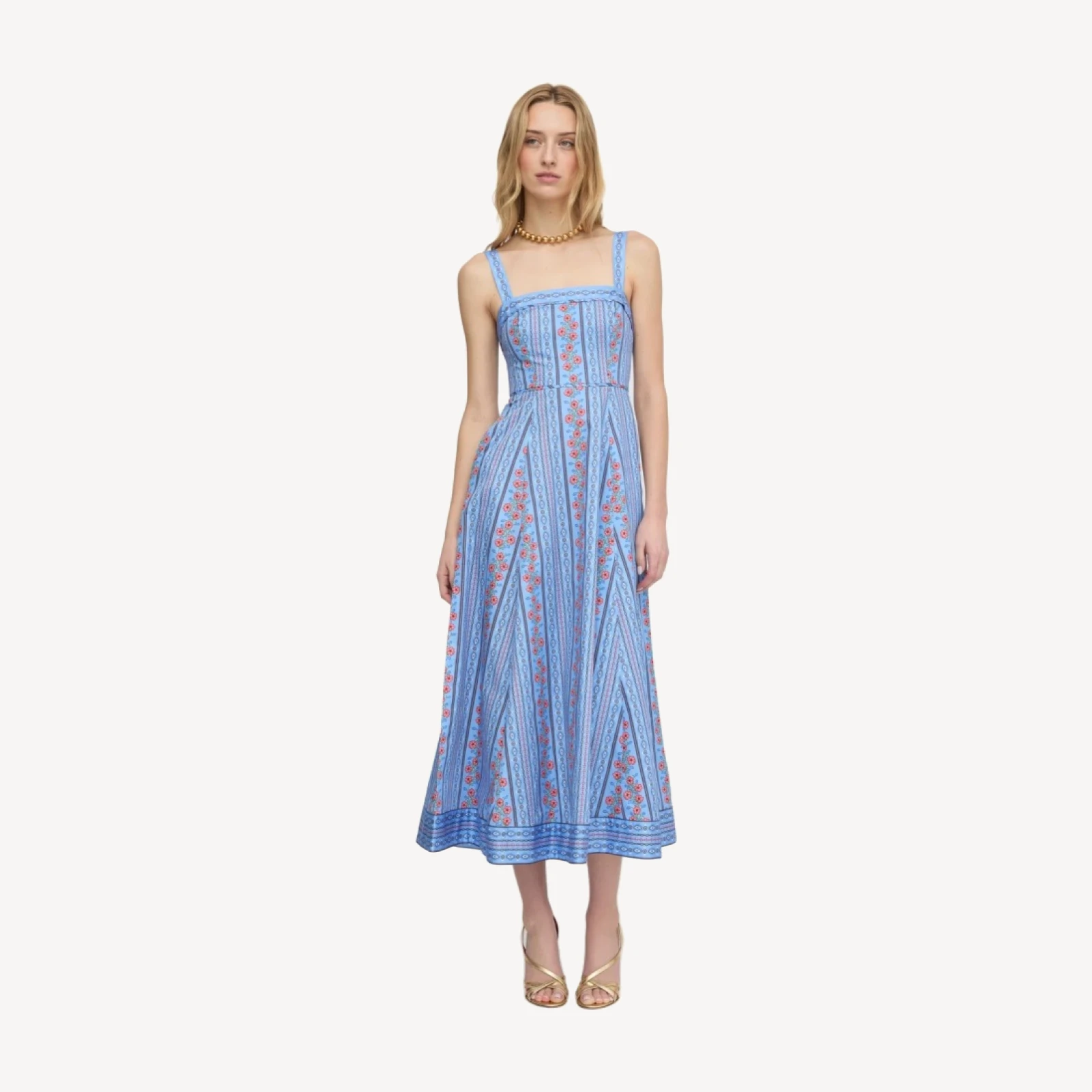 The Ezra Dress - Blue Floral Batik Stripe