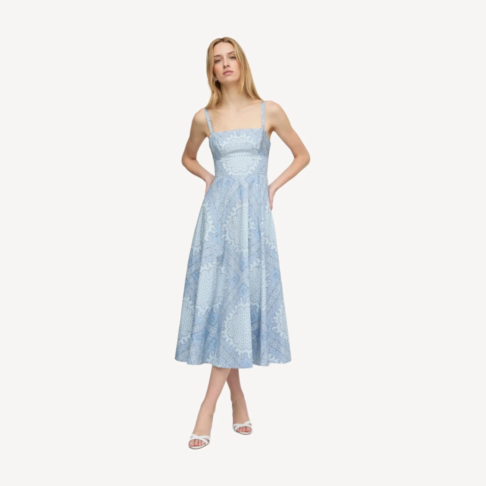 The Margot Dress - Dusty Blue Paisley Scarf