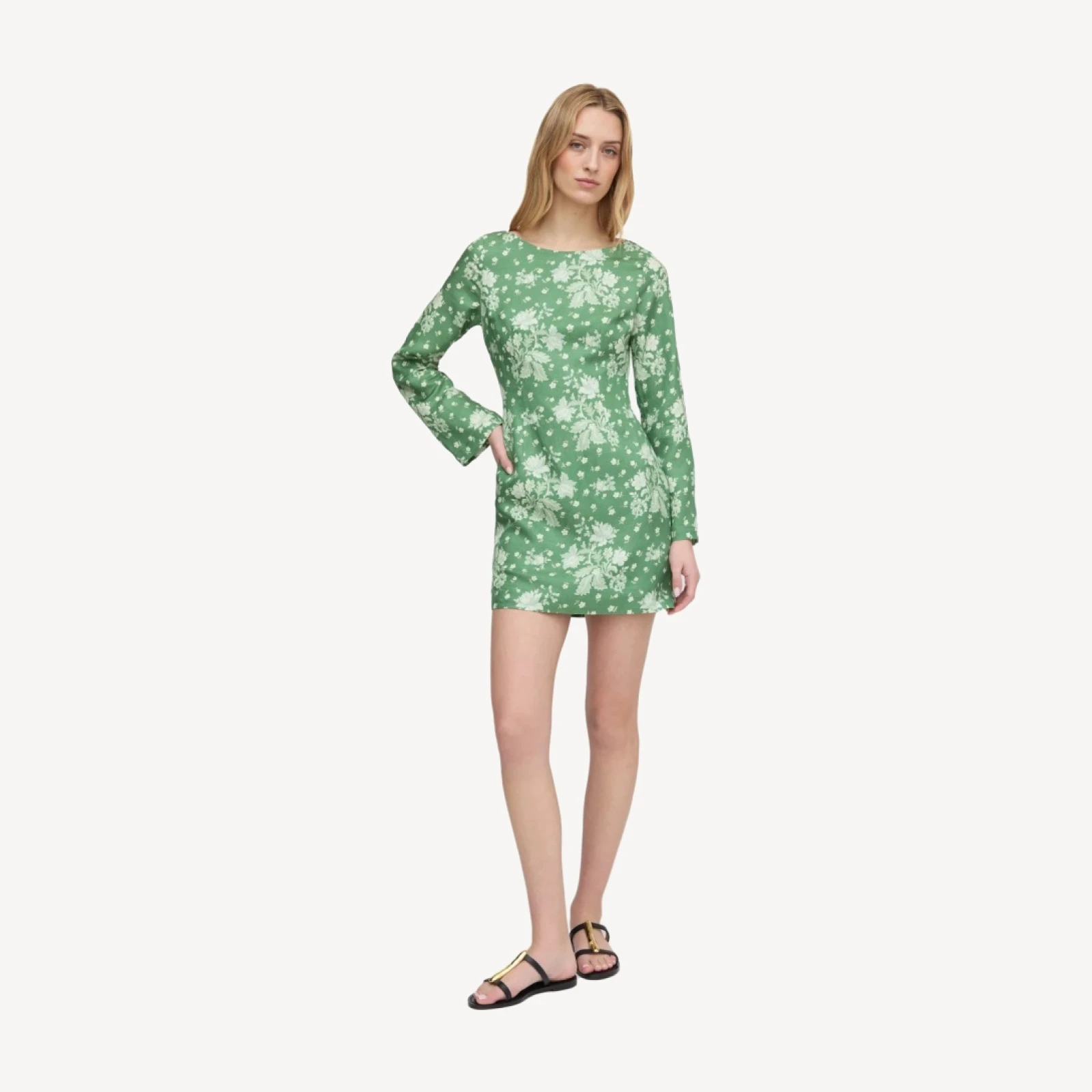 The Longsleeve Viola Dress - Green Delft Bouquet