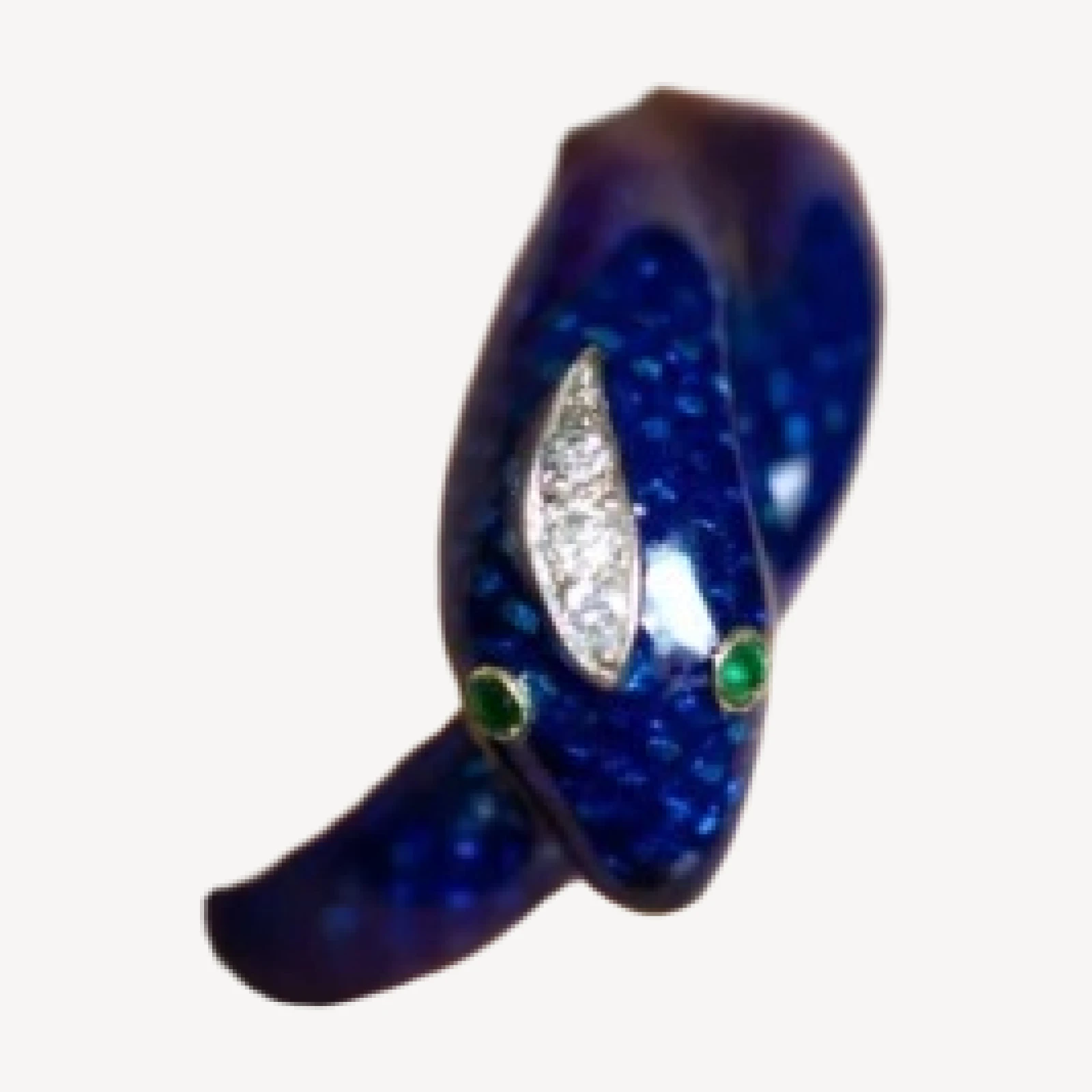 Vintage Cartier Diamond & Emerald Enamel Snake Ring
