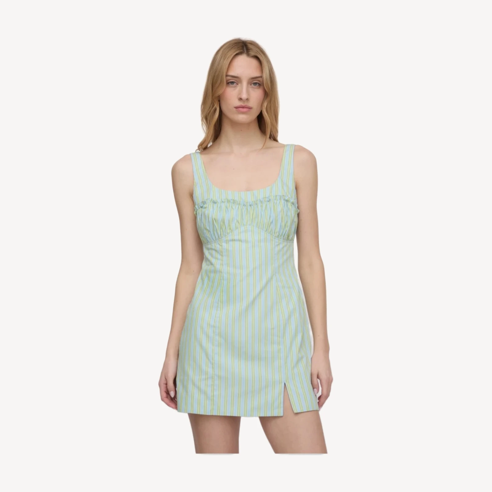 The Eviana Dress - Blue/Green Stripe