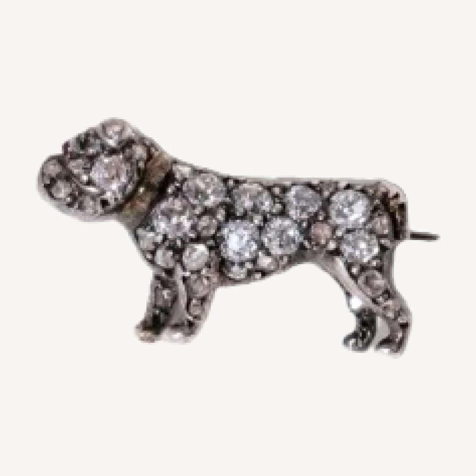 Antique Diamond & Ruby-Eyed English Bulldog Brooch