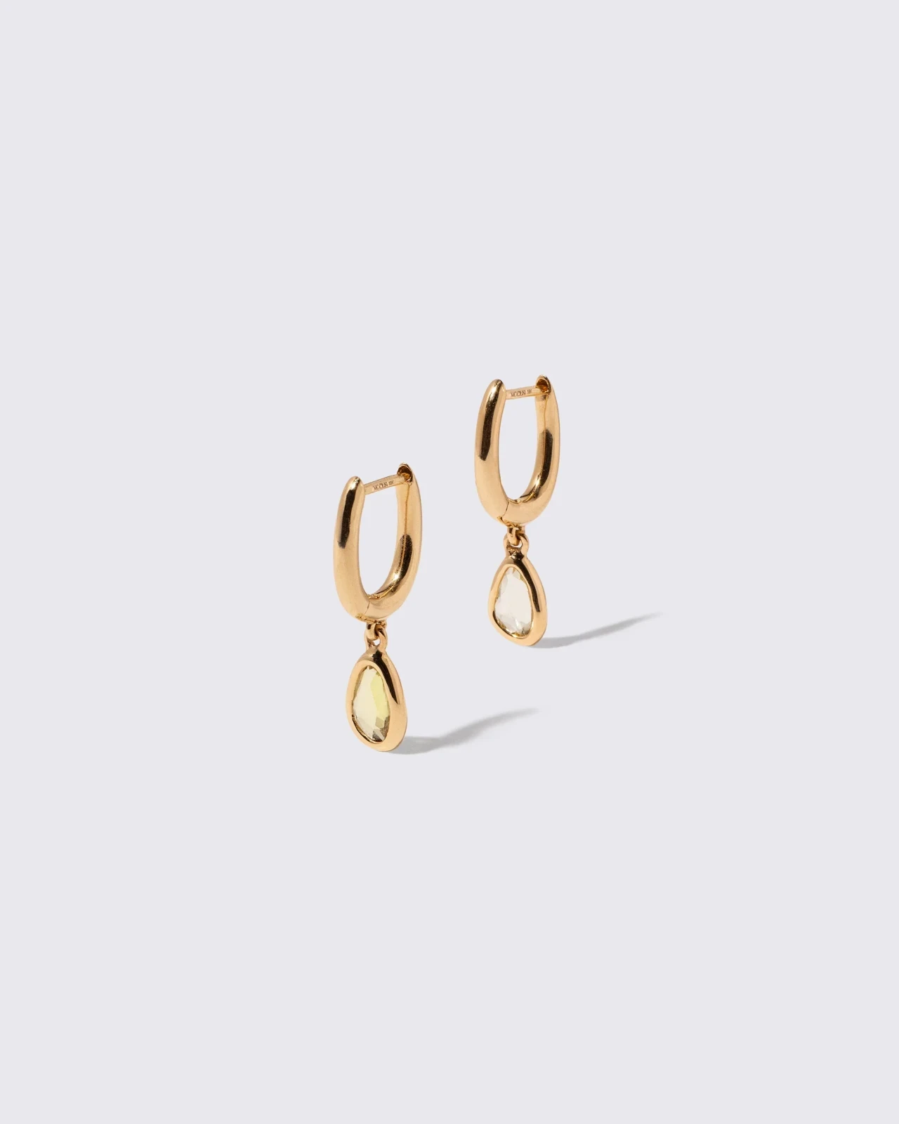 Gusher Charm Huggie Hoop Earrings - Yellow Sapphire