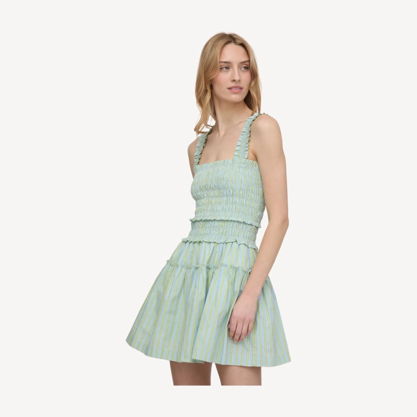 The Azalea Mini Nap Dress - Blue/Green Stripe