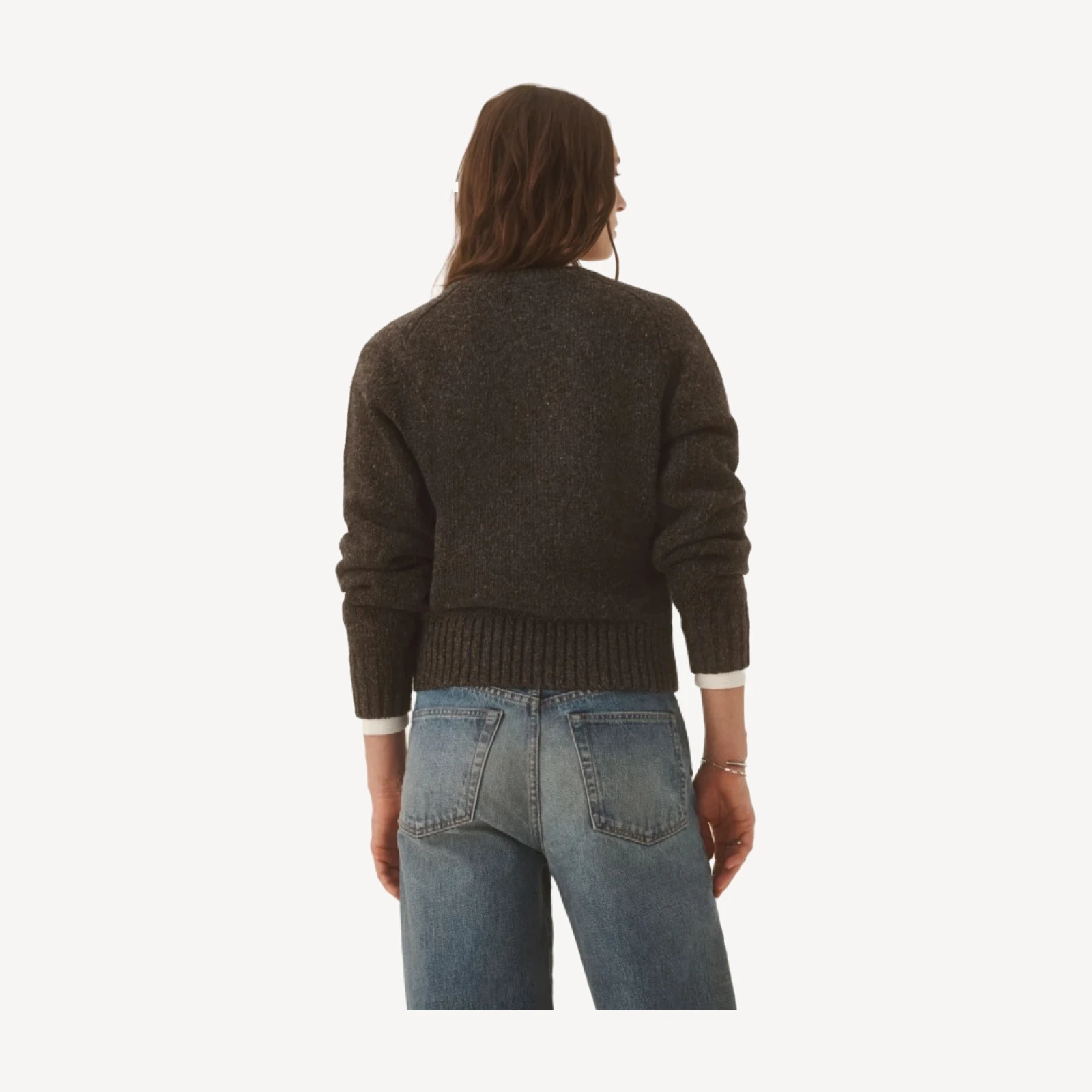 Cobblestone Seastack Wool Tweed V-Neck