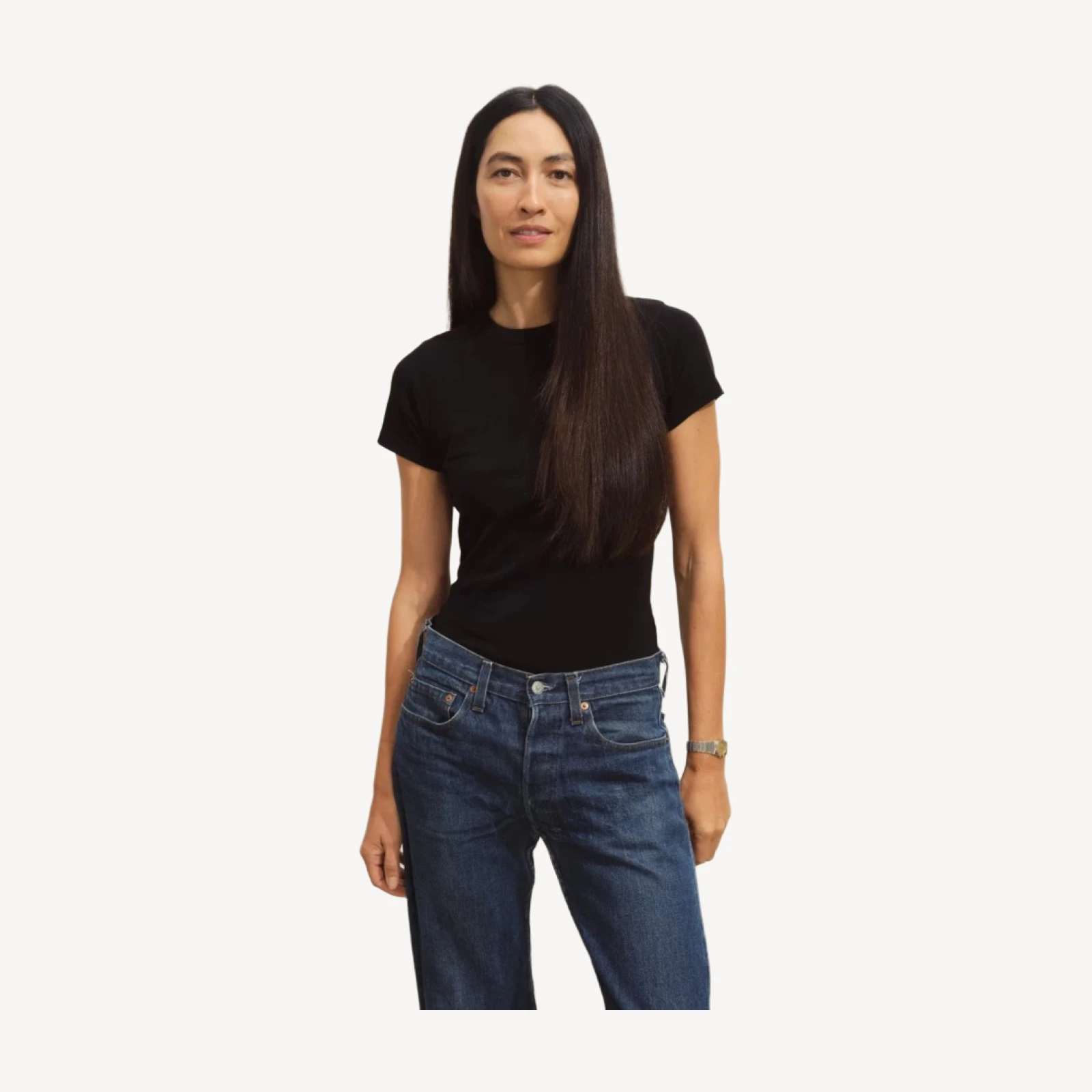 Black Pima Slim Crew