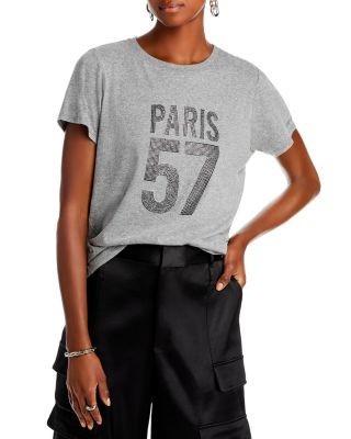 Cinq a Sept Rhinestone Paris Cotton Tee