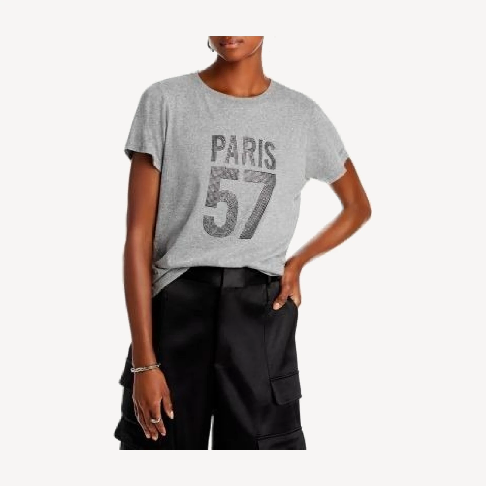 Cinq a Sept Rhinestone Paris Cotton Tee