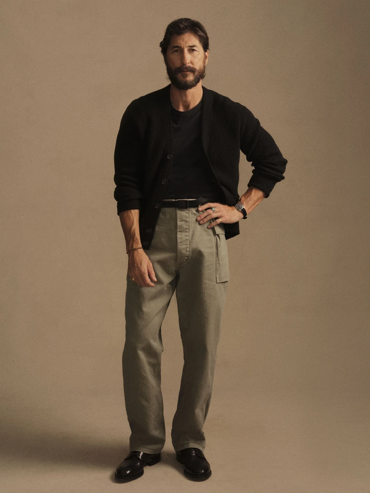 Black Seafarer Cotton Rib Cardigan