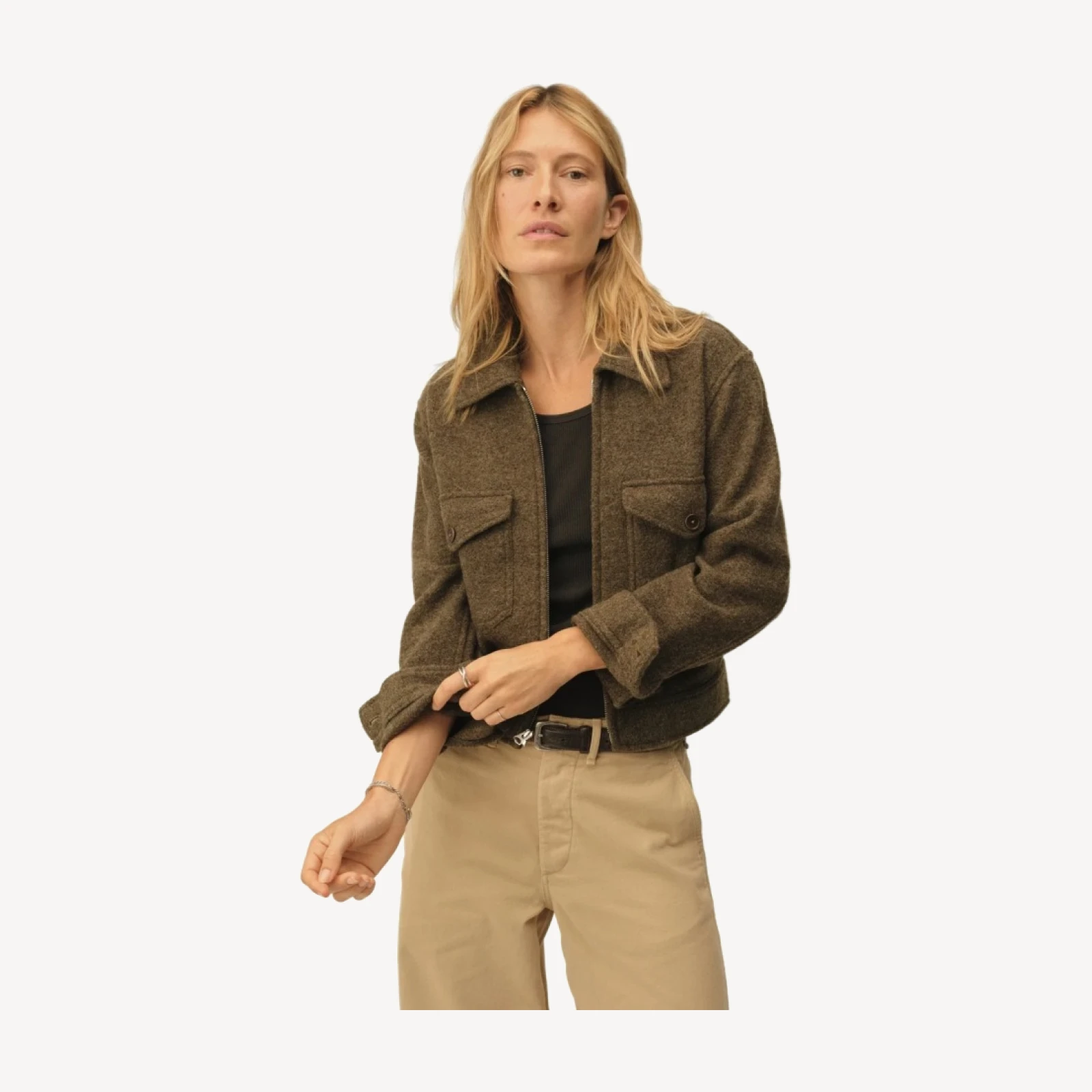 Marled Coastal Bluff Felted Wool Rider Jacket