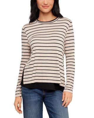 Karen Kane Striped Long Sleeve Side Slit Top