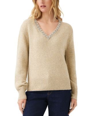 Karen Kane Embellished V Neck Sweater