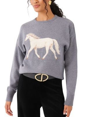 Karen Kane Equestrian Intarsia Crewneck Sweater