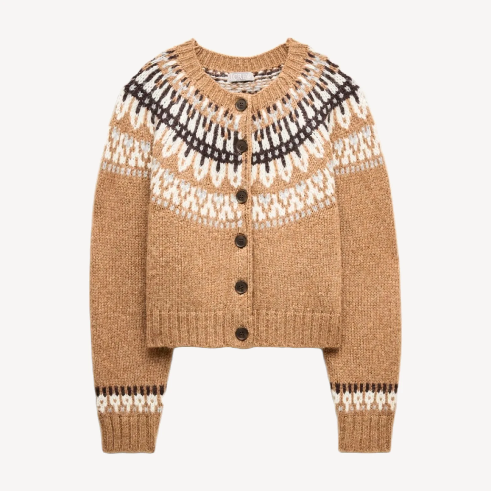 Fair Isle crewneck cardigan